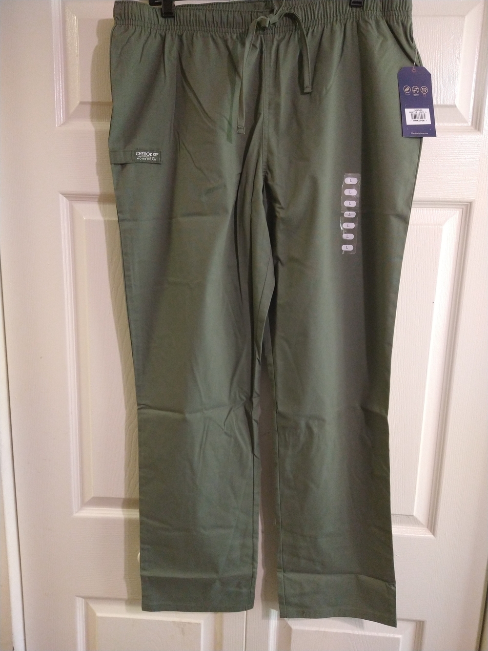 Cherokee Olive Green Unisex Drawstring Scrub Pants